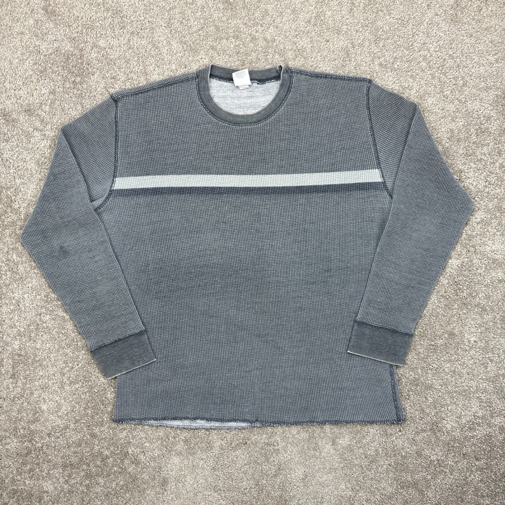 Vintage Y2K Old Navy Striped Waffle Knit Thermal Long Sleeve Shirt‎ Large